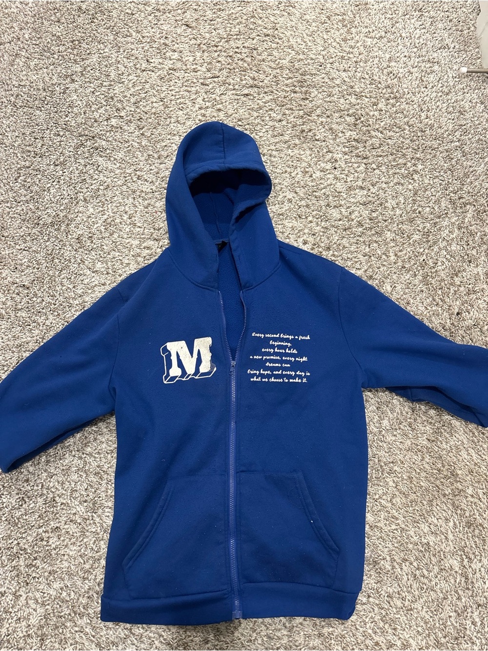 Blue hoodie With text